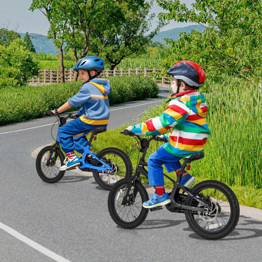 16 Inch Kids Bike Lightweight with 2 Removable Training Wheels for Aged 4-7-16 inches - Color: Blac D681-TS10192DK-16