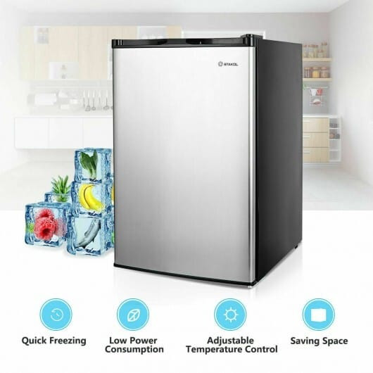 3 Cubic Feet Compact Upright Freezer with Stainless Steel Door - Color: Black & White D681-EP23796