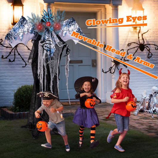 6ft Halloween Animatronic Decoration with Light Up Eyes Posable Wings and Arms D681-CM24708