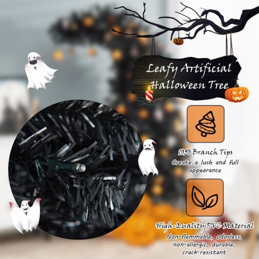 7 Feet Pre-Lit Black Halloween Tree with 8 Flash Modes and 400 Lights - Color: Black - Size: 7 ft D681-CM23976