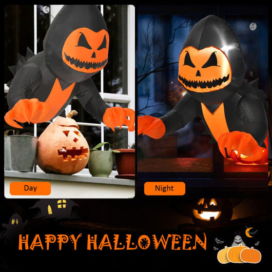 3.3 Feet Halloween Inflatable Pumpkin Head Ghost Broke Out from Window - Color: Orange D681-CM24304US