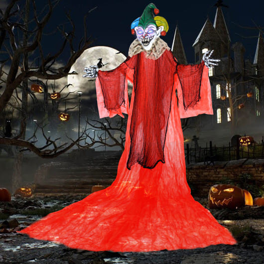 Halloween Hanging Clown with Wings and Lighted Colorful Eyes - Color: Red D681-CM24982