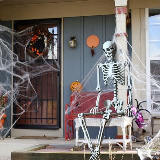 5.4 Feet Halloween Skeleton Life Size Realistic Full Body Hanging - Color: White D681-AP2114