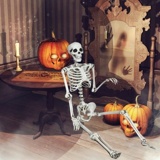 5.4 Feet Halloween Skeleton Life Size Realistic Full Body Hanging - Color: White D681-AP2114