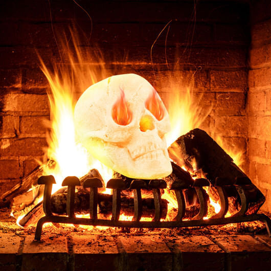Halloween Fire Pit Skull Halloween Decoration-Beige - Color: Beige D681-NP10687BE