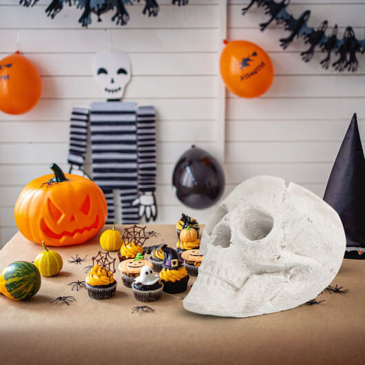 Halloween Fire Pit Skull Halloween Decoration-Beige - Color: Beige D681-NP10687BE
