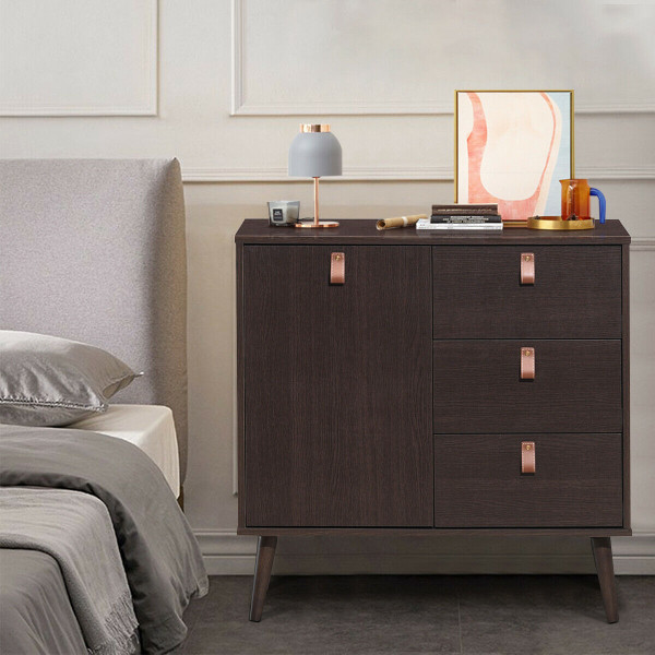 3-drawer Sideboard Storage Display Cabinet-Brown - Color: Brown D681-HW63194BN