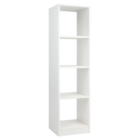 5 Tiers 4-Cube Narrow Bookshelf with 4 Anti-Tipping Kits-White - Color: White D681-CB10446WH
