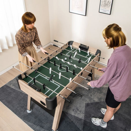 54 Inch Foosball Table Arcade Soccer Game Table with 2 Balls and 26 Players-Natural - Color: Natural D681-UY10096NA