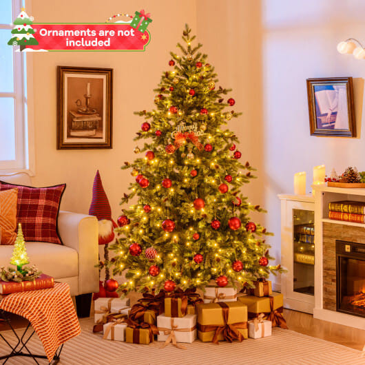 6/7/8 Feet Christmas Tree with Warm White LED Lights and Pine Cones-6 ft - Color: Green - Size: 6 ft D681-CM24824US