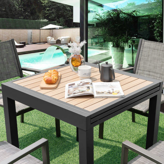 31.5-63 Inches Extendable Patio Table for 4-6 People-Natural - Color: Natural D681-NP11796CF