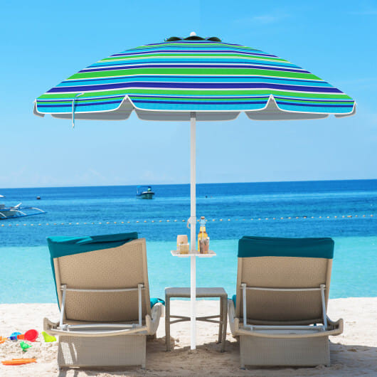 7.2 Feet Portable Outdoor Beach Umbrella with Sand Anchor and Tilt Mechanism-Green - Color: Green - D681-NP12249GN
