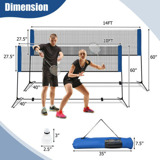 10/14 Feet Adjustable Badminton Net Stand with Portable Carry Bag-14 ft - Color: Black - Size: 14 ft D681-SP38007