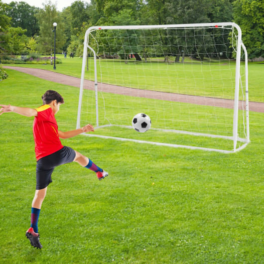 2-in-1 Kids Soccer Rebounder and Soccer Goal with Adjustable Height-White - Color: White D681-SP38097WH