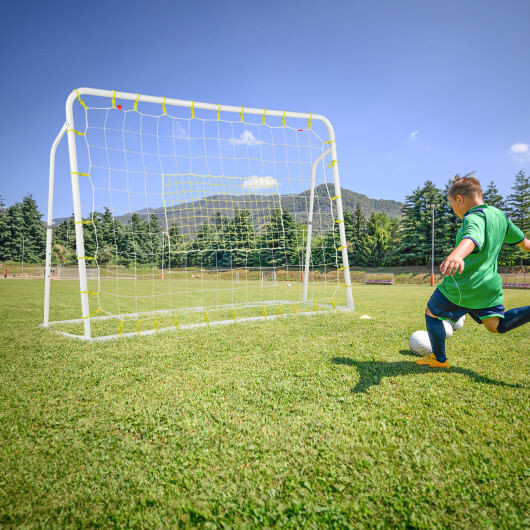 2-in-1 Kids Soccer Rebounder and Soccer Goal with Adjustable Height-White - Color: White D681-SP38097WH