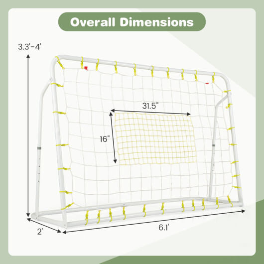 2-in-1 Kids Soccer Rebounder and Soccer Goal with Adjustable Height-White - Color: White D681-SP38097WH