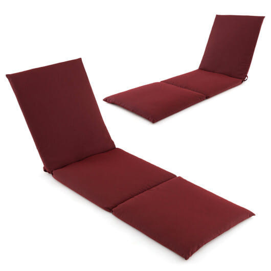 Outdoor Chaise Lounge Cushion Patio Furniture Folding Pad with Fixing Straps-Red - Color: Red D681-NP11525RE-1
