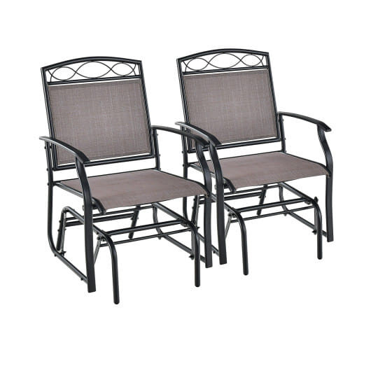 Outdoor Gliding Loveseat Chair with Tempered Glass Coffee Table-2 Pieces - Color: Brown D681-NP10952BN-1