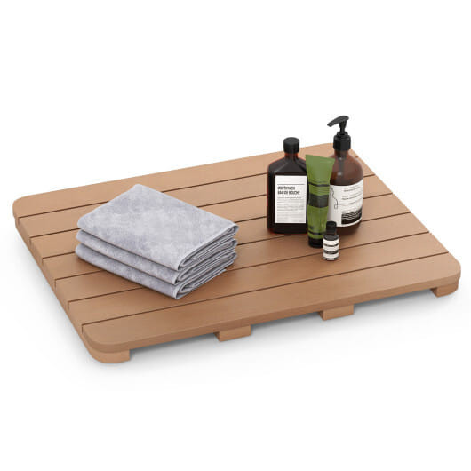 Waterproof HIPS Bath Spa Shower Mat with Non Slip Foot Pads-Brown - Color: Brown D681-BA8031CF