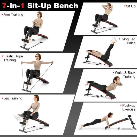 Multifunctional Sit up Bench 4 Position Adjustable Metal Workout Bench - Color: Black D681-FH10096