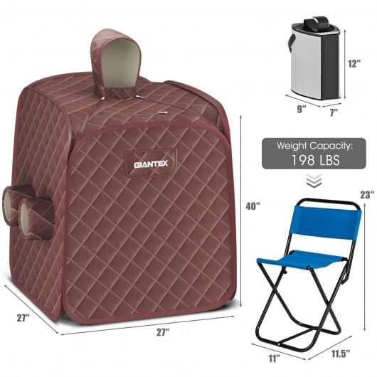800W 2 Person Portable Steam Sauna Tent SPA with Hat Side Holes 3L Steamer-Coffee - Color: Brown D681-BA7733US-CF