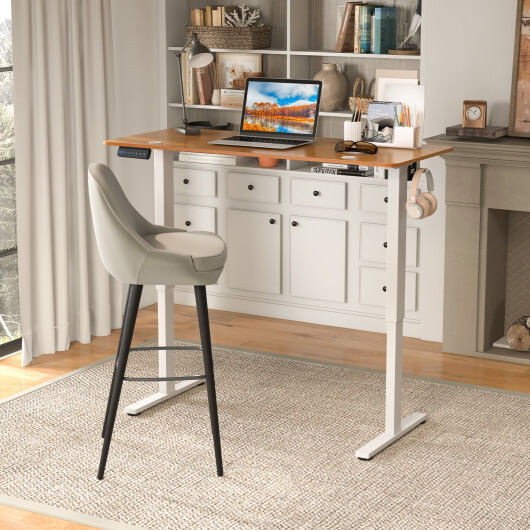 55 x 24 Inches Sit Stand Home Office Desk with 3 Memory Height Settings-Natural - Color: Natural D681-CB10608US-NA