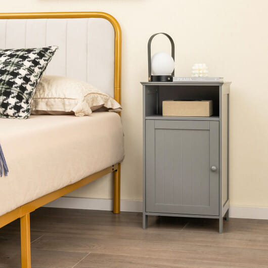 Bathroom Freestanding  Adjustable Shelf Floor Storage Cabinet-Gray - Color: Gray D681-HW59319GR