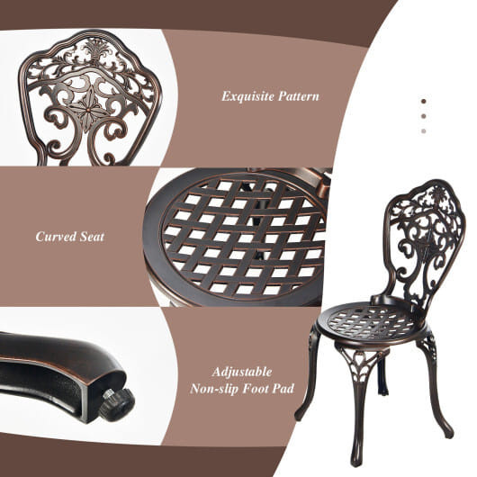 3-Piece All-Weather Cast Aluminum Patio Bistro Set-Copper - Color: Copper D681-NP10575WN