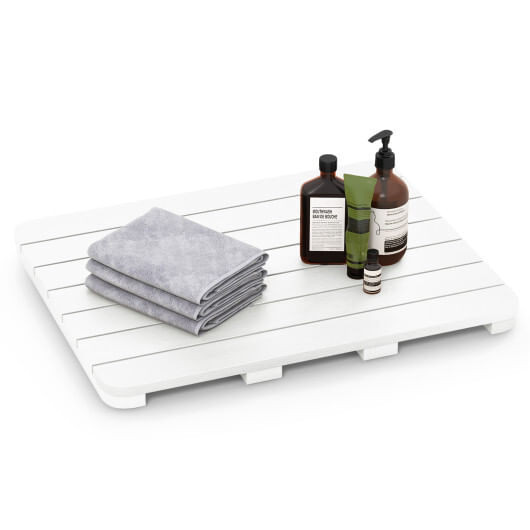 Waterproof HIPS Bath Spa Shower Mat with Non Slip Foot Pads-White - Color: White D681-BA8031WH