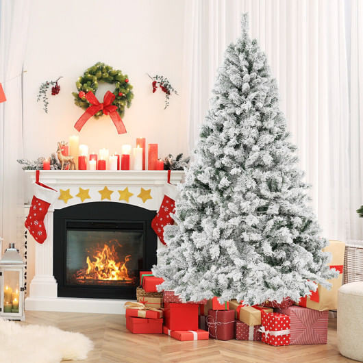 6/7/8 Feet Artificial Xmas Tree 3-Minute Quick Shape-7 ft - Color: White - Size: 7 ft D681-CM24565US