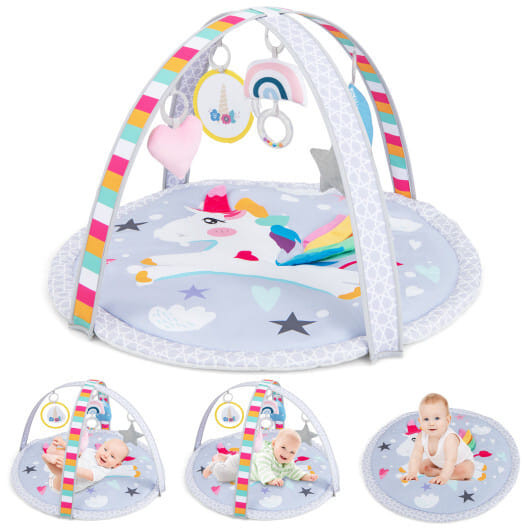 Baby Play Gym Mat 7-in-1 Tummy Time Activity Mat with 5 Detachable Toys-Multicolor - Color: Multico D681-TY345206UC
