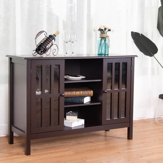 Wooden TV Stand Console Cabinet for 50 Inch TV-Brown - Color: Brown D681-HW66095BN