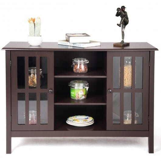Wooden TV Stand Console Cabinet for 50 Inch TV-Brown - Color: Brown D681-HW66095BN