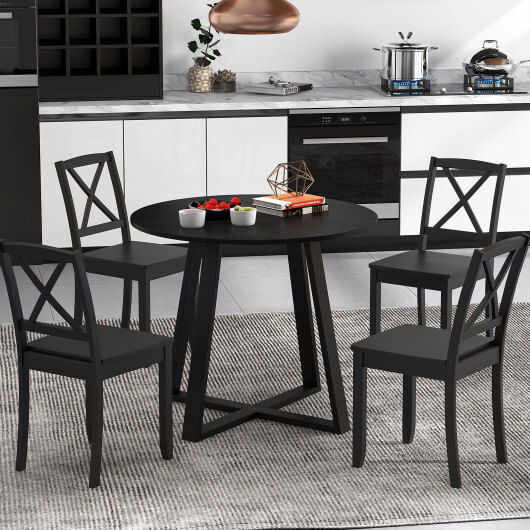 36 Inch Mid-Century Round Dining Table with Pedestal Base for Dining Room-Black - Color: Black D681-KC57274BK