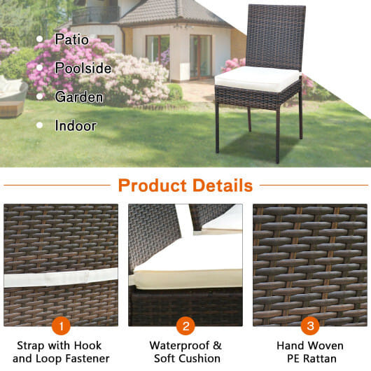 5 Pieces Rattan Dining Set Glass Table High Back Chair - Color: Brown D681-HW66855C+