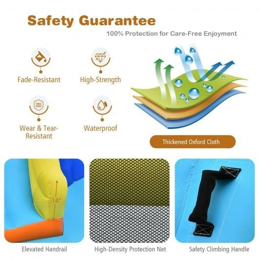 6-in-1 Inflatable Water Slide Jumping House without Blower - Color: Blue D681-OP70805
