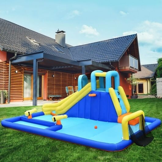 6-in-1 Inflatable Water Slide Jumping House without Blower - Color: Blue D681-OP70805