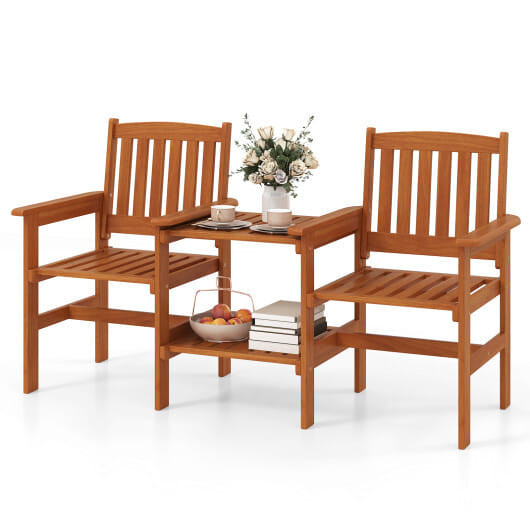 2-Seater Outdoor Patio Furniture Set with 1.57 Inch Umbrella Hole - Color: Natural D681-OP71355