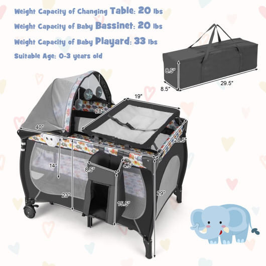 4 in 1 Portable Baby Nursery Center with Net and Music Box-Multicolor - Color: Multicolor D681-BE10022CL