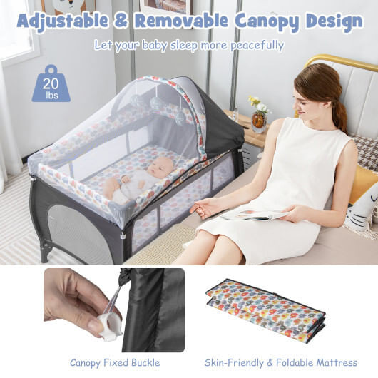 4 in 1 Portable Baby Nursery Center with Net and Music Box-Multicolor - Color: Multicolor D681-BE10022CL