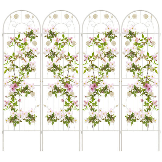 4 Pack 71 x 20 Inches Metal Garden Trellis for Climbing Plants-White - Color: White D681-GT4143WH