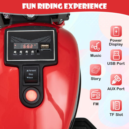 Kids Electric Motorcycle with Training Wheels and LED Headlights-Red - Color: Red D681-TQ10199US-RE