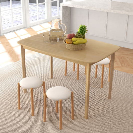 48 Inch Solid Wood Dining Table with Rubber Wood Supporting Legs for Kitchen Dining Room-Natural -  D681-KC55994NA