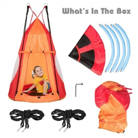 2-in-1 40 Inch Kids Hanging Chair Detachable Swing Tent Set-Orange - Color: Orange D681-SP37081OR