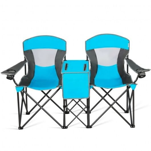 Portable Folding Camping Canopy Chairs with Cup Holder-Blue - Color: Blue D681-OP70569BL