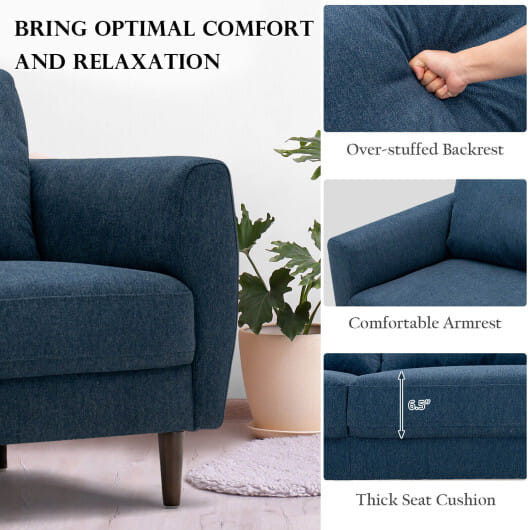 2 Pieces Upholstered Sofa Set with Removable Cushion Covers-Navy - Color: Navy D681-HV10186WL-NY+