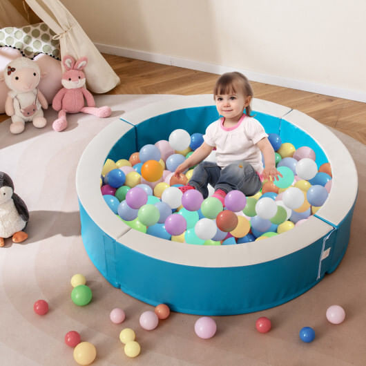 Detachable Foam Ball Pit with 50 Colorful Ocean Balls-Blue - Color: Blue D681-FH10127BL