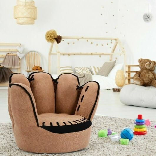 Household Five Fingers Baseball Glove Shaped Kids Leisure Upholstered Sofa - Color: Brown D681-HW54191