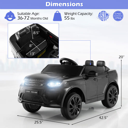 12V Kids Ride On Car with Remote Control Lockable Doors Slow Start System and LED Lights-Black - Co D681-TQ10218US-DK