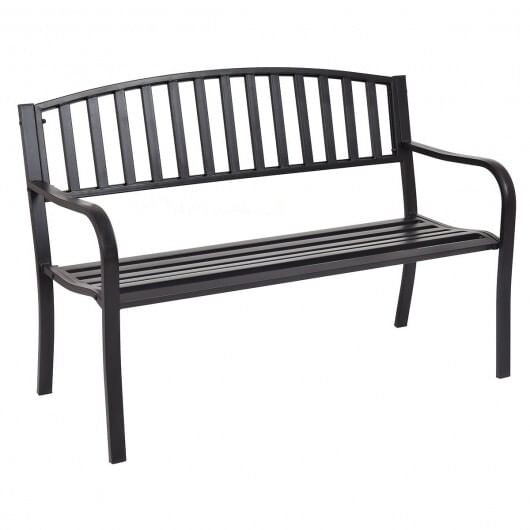 50 Inch Patio Garden Bench Loveseats for Outdoor - Color: Black D681-OP70535